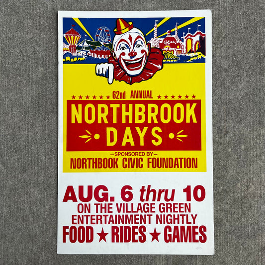 1986 Northbrook days circus clown poster.