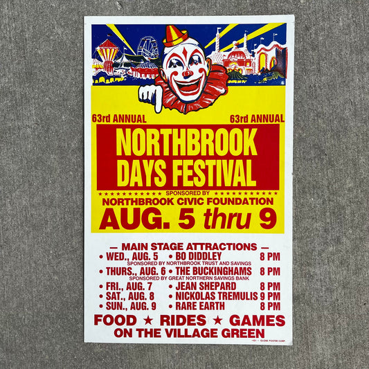 1987 Northbrook days circus clown poster.