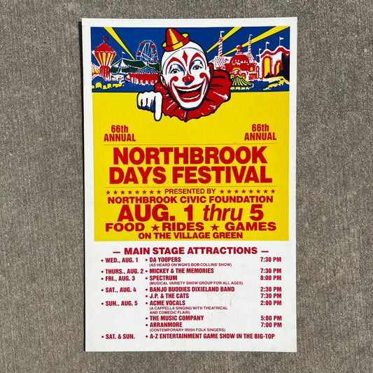 1990 Northbrook days circus clown poster.