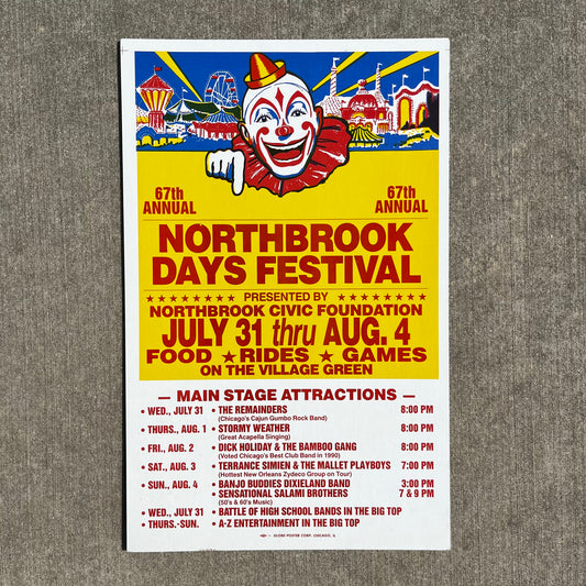 1991 Northbrook days circus clown poster.