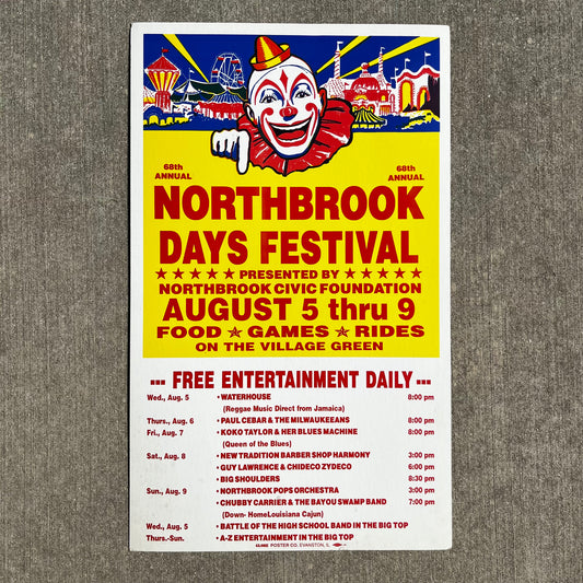 1992 Northbrook days circus clown poster.