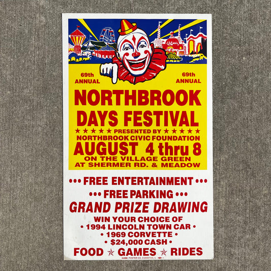 1993 Northbrook days circus clown poster.