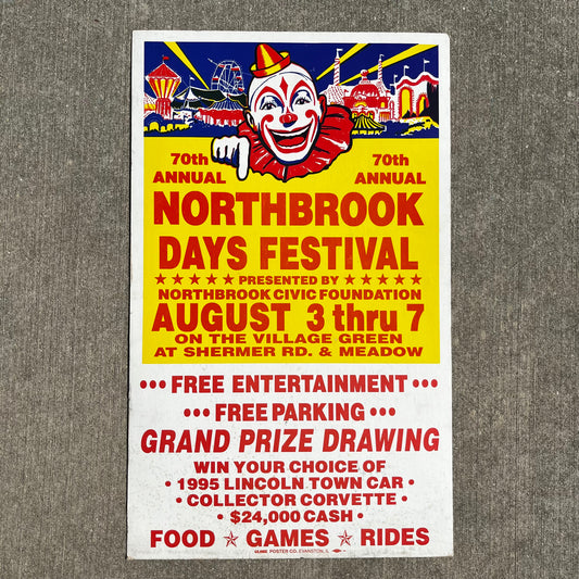1994 Northbrook days circus clown poster.