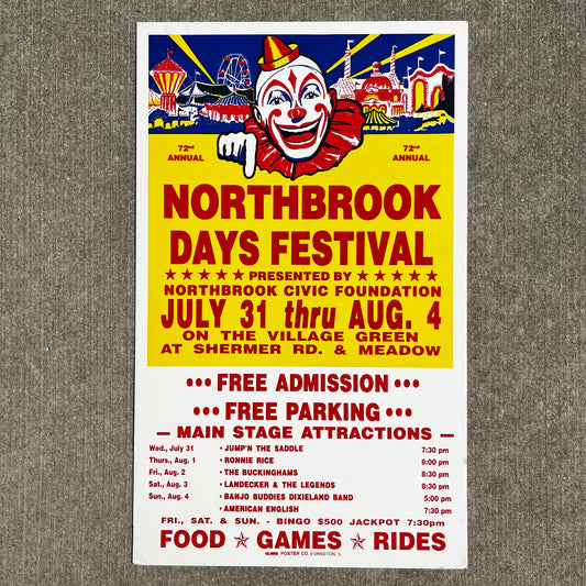 1996 Northbrook days circus clown poster.
