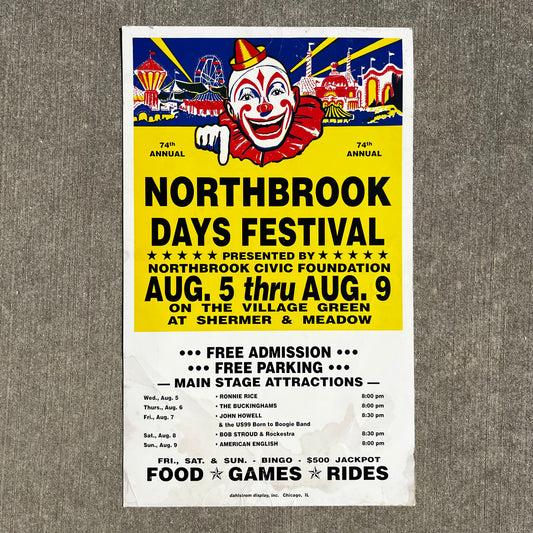 1998 Northbrook days circus clown poster.