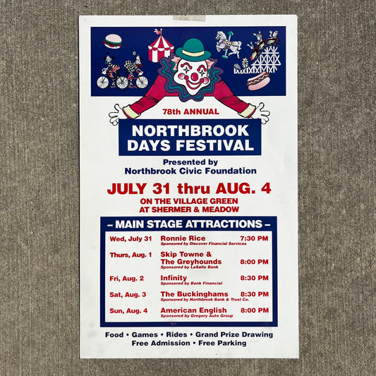 2002 Northbrook days circus clown poster.