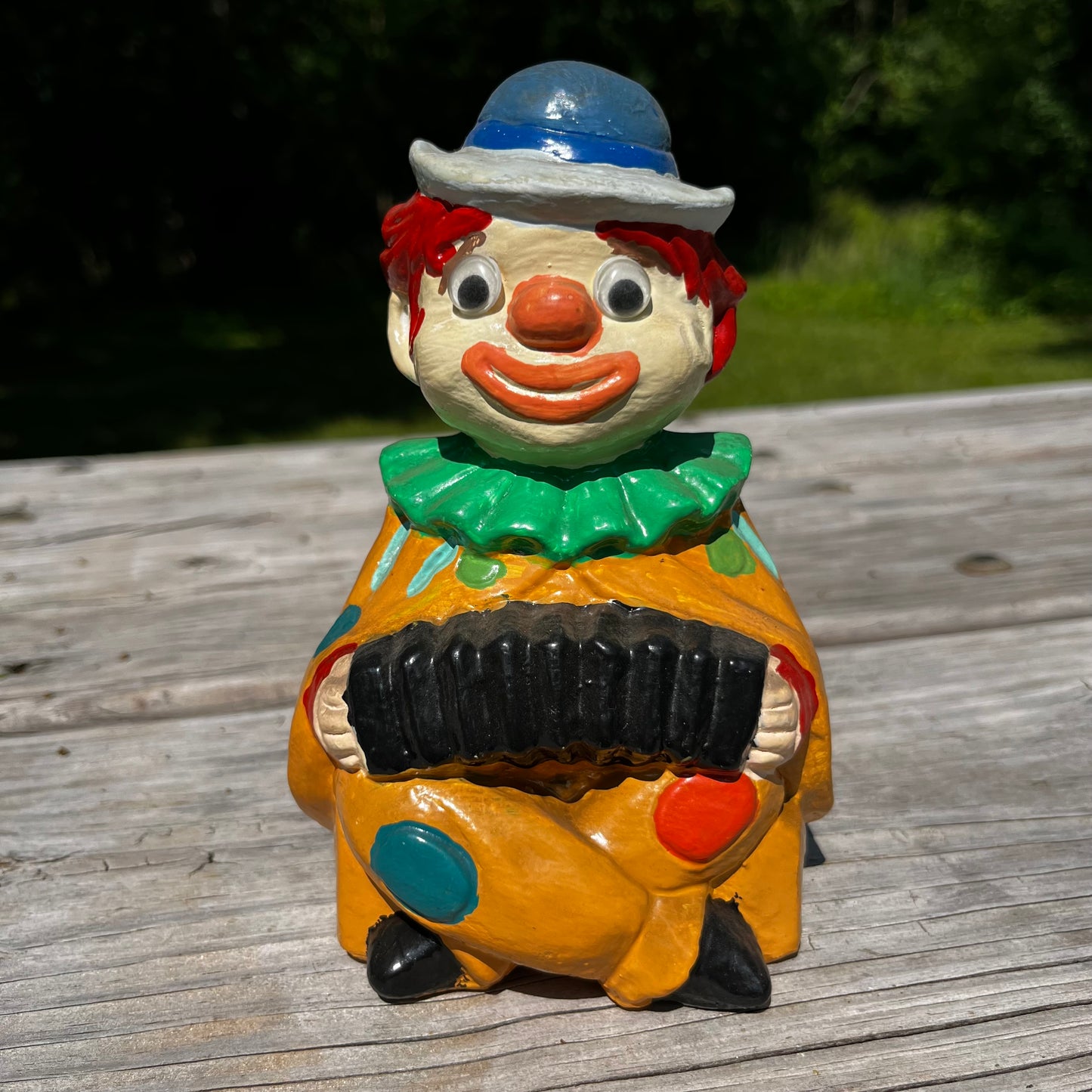 1970s Chalkware googly eyed clown.