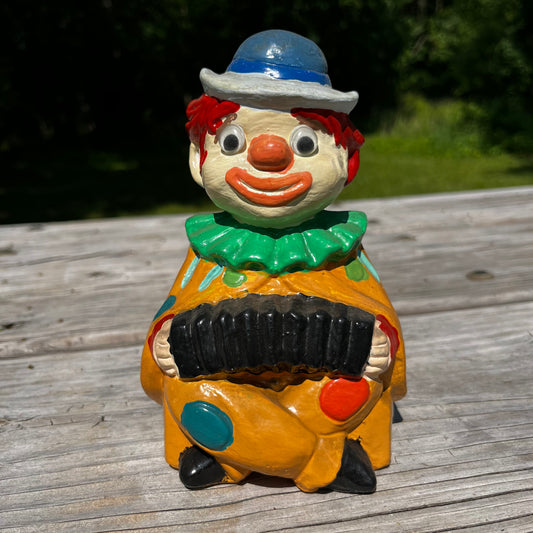 1970s Chalkware googly eyed clown.