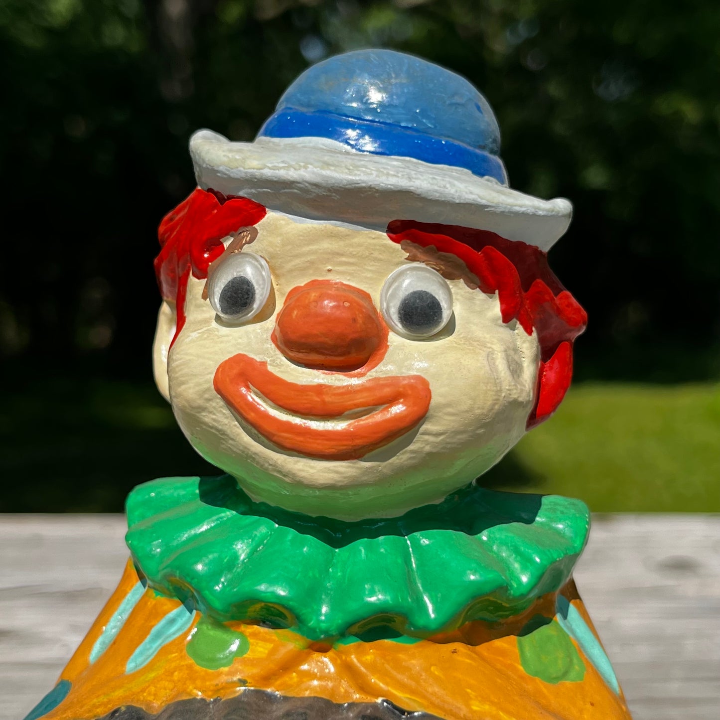 1970s Chalkware googly eyed clown.