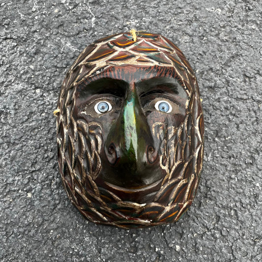 Vintage hand carved Mexican fish man mask.