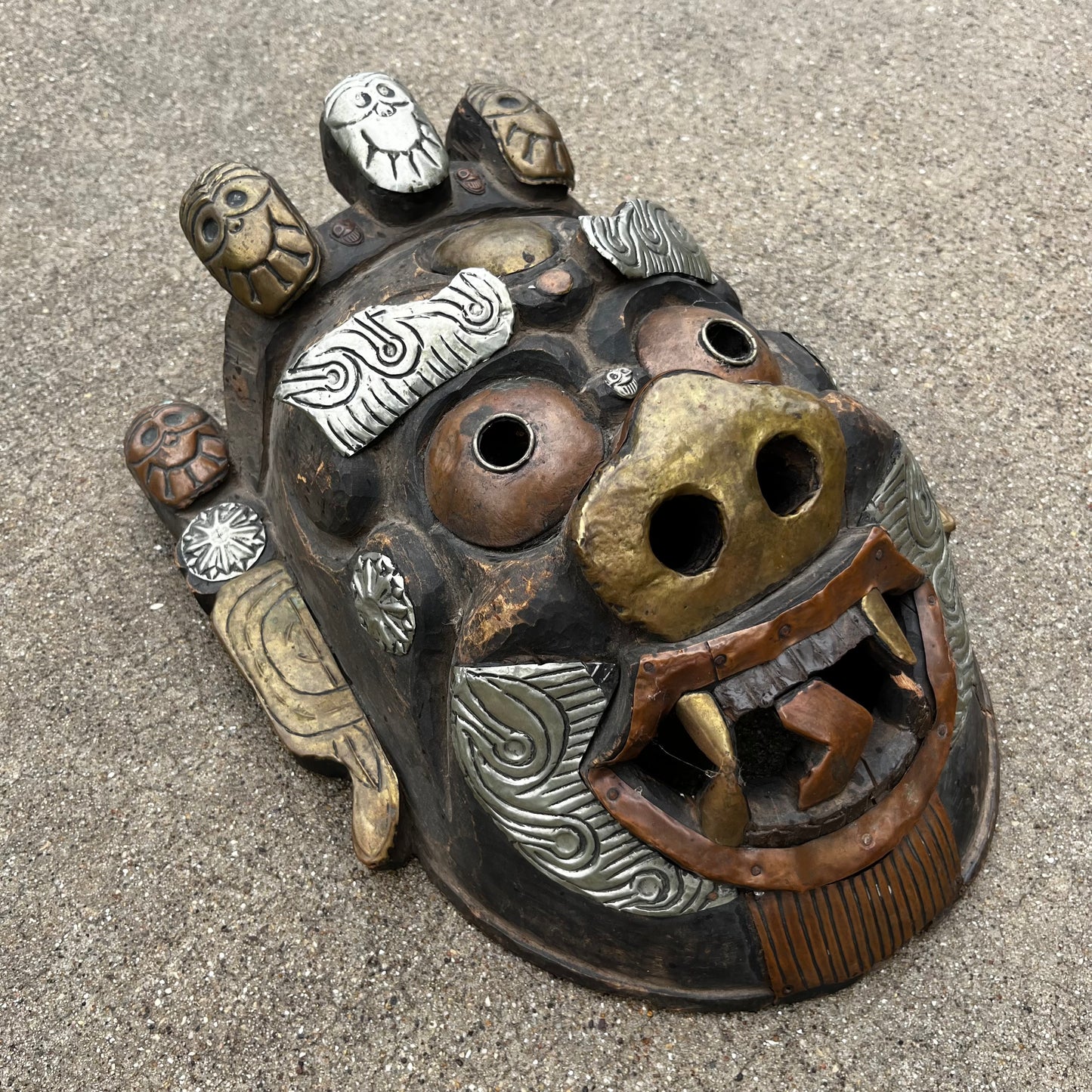 Vintage hand crafted Tibetan Mahakala mask.