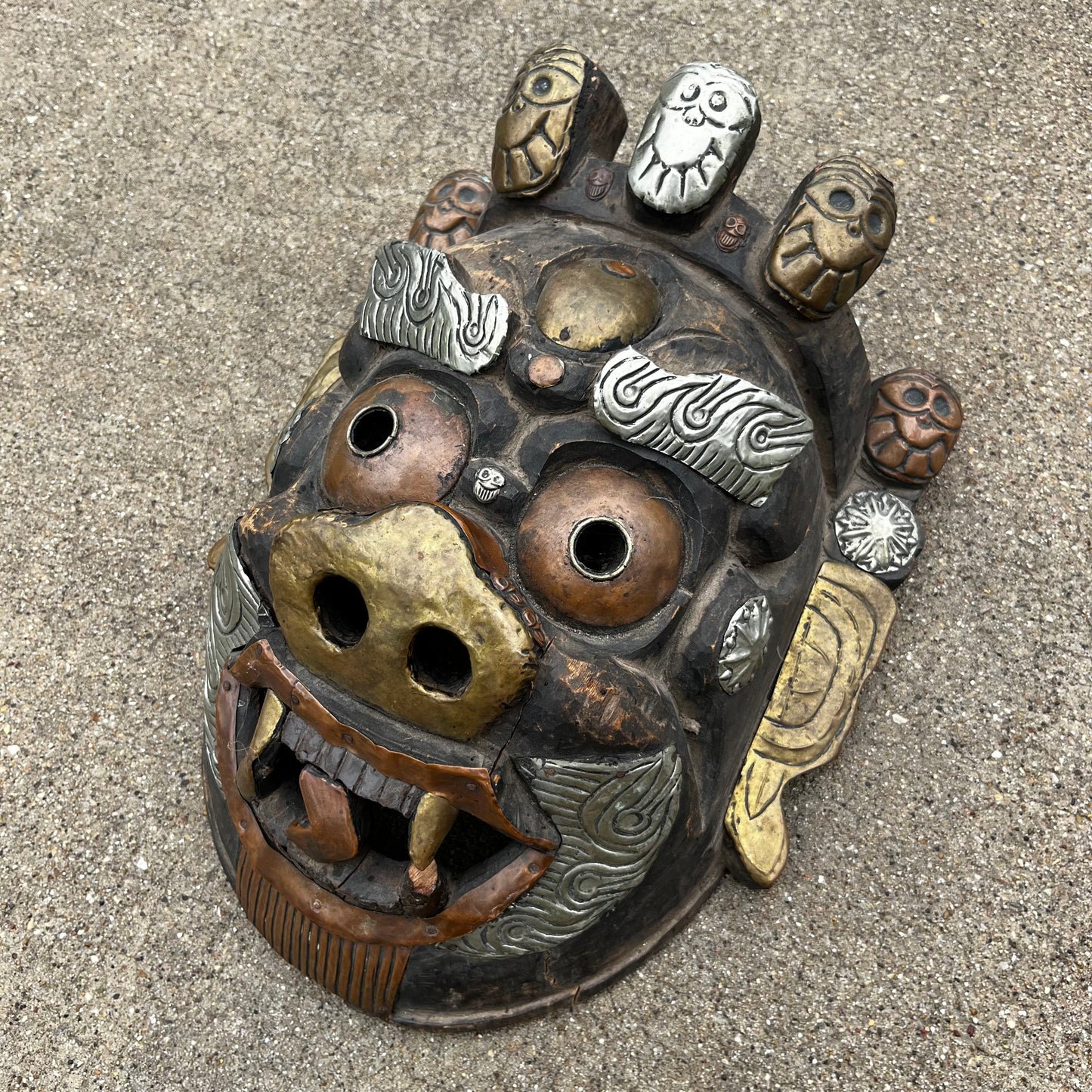Vintage hand crafted Tibetan Mahakala mask.