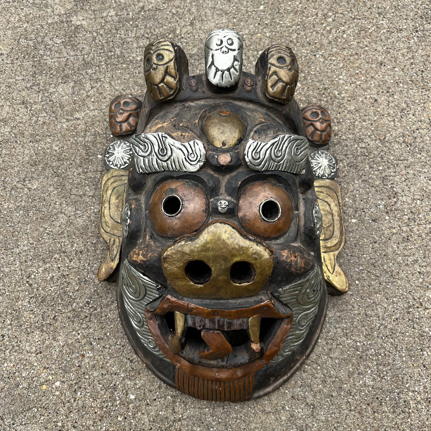 Vintage hand crafted Tibetan Mahakala mask.