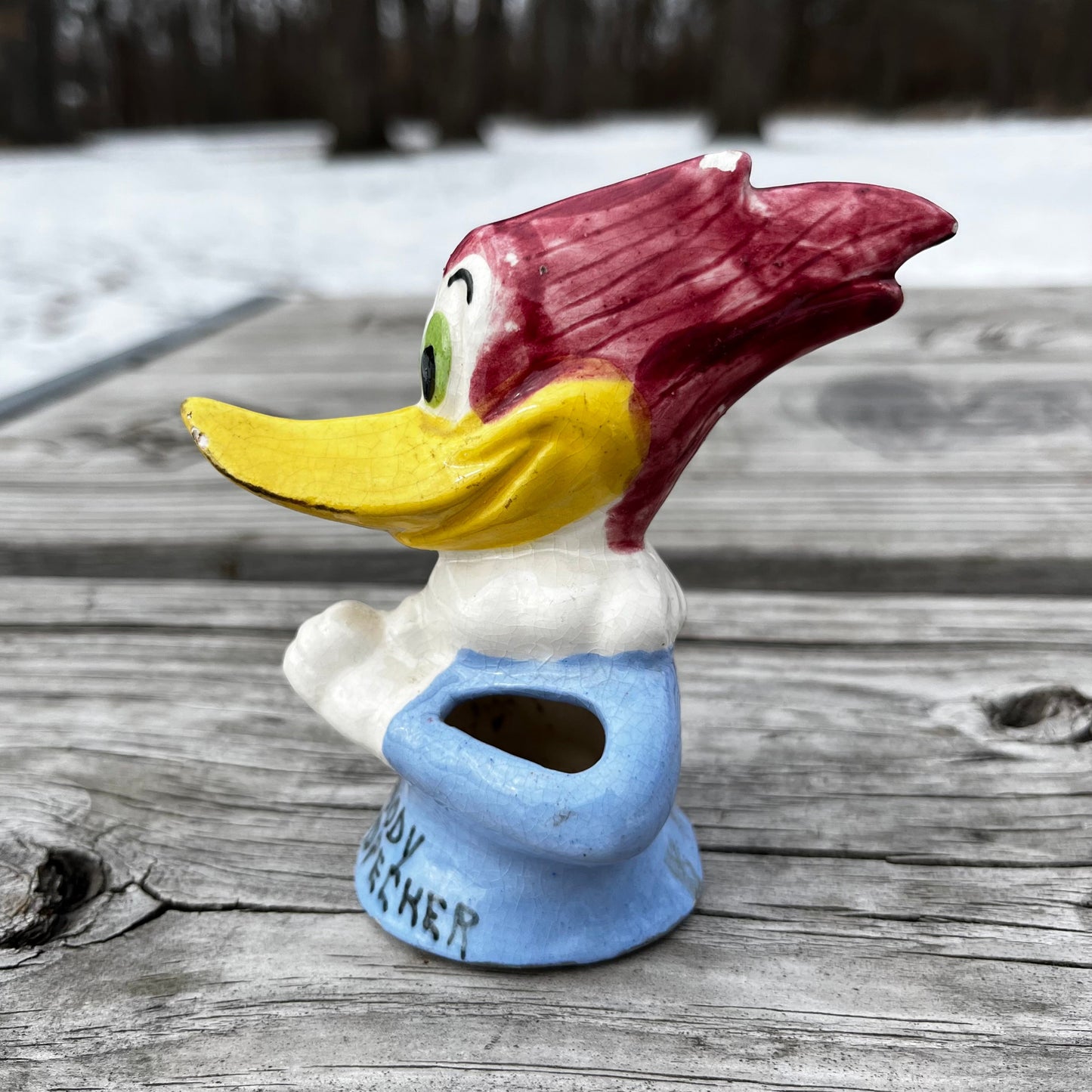 1950s Ceramic Woody the wood-pecker figurine.