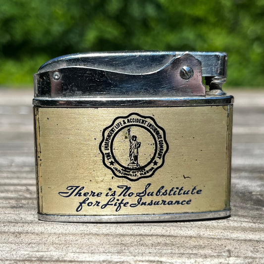 Vintage Insurance life flat lighter.