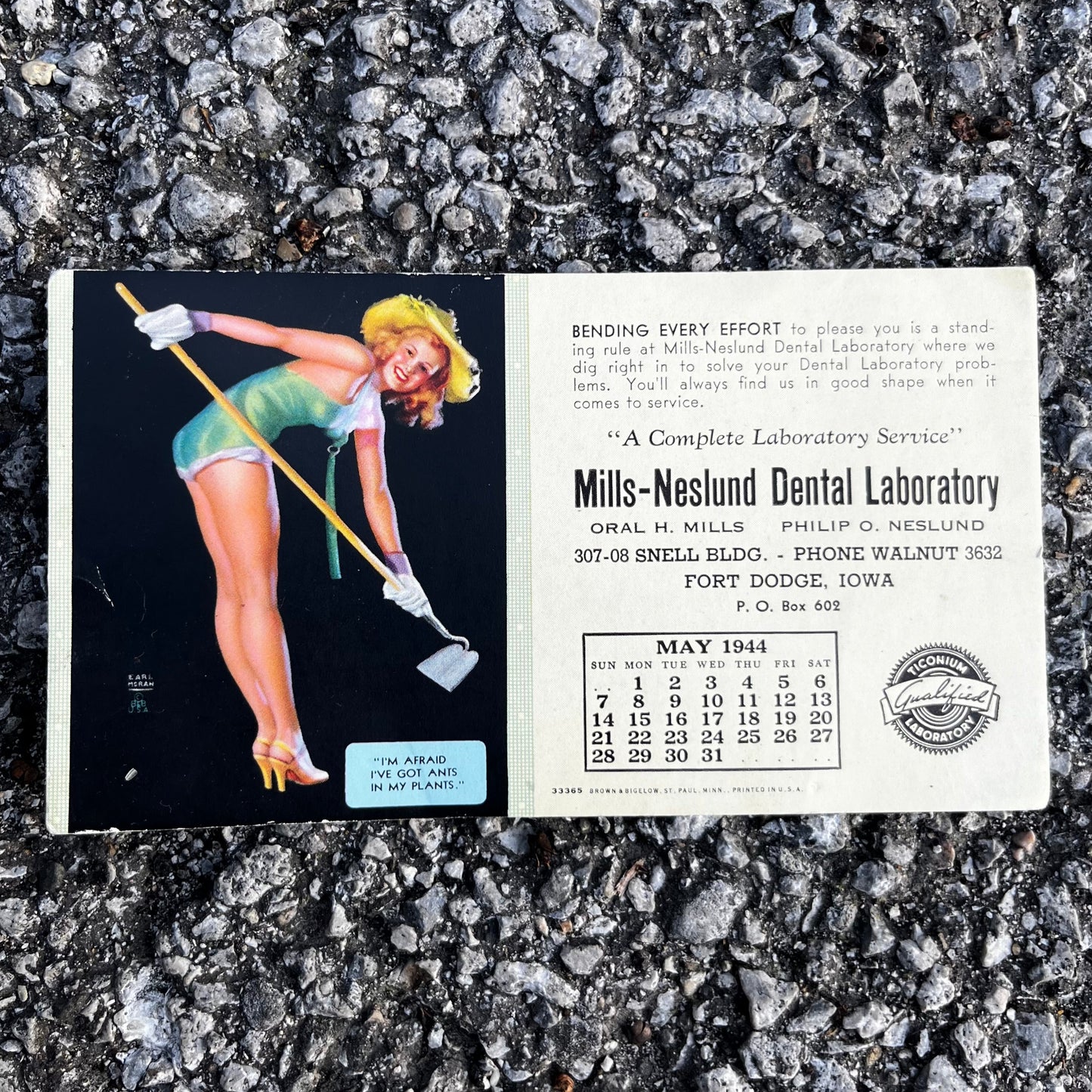 1944 Mills-Neslund ink blotter greeting card.