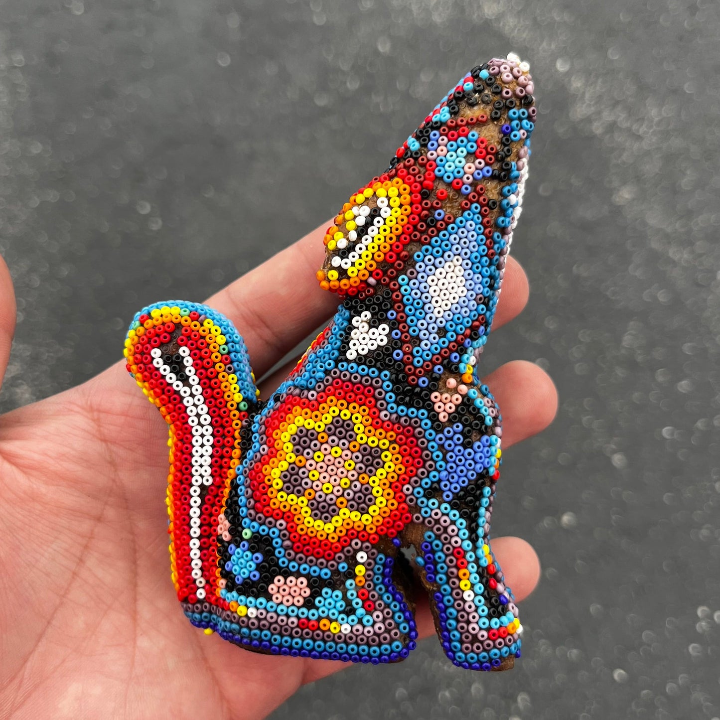 Vintage hand crafted Huichol wolf.