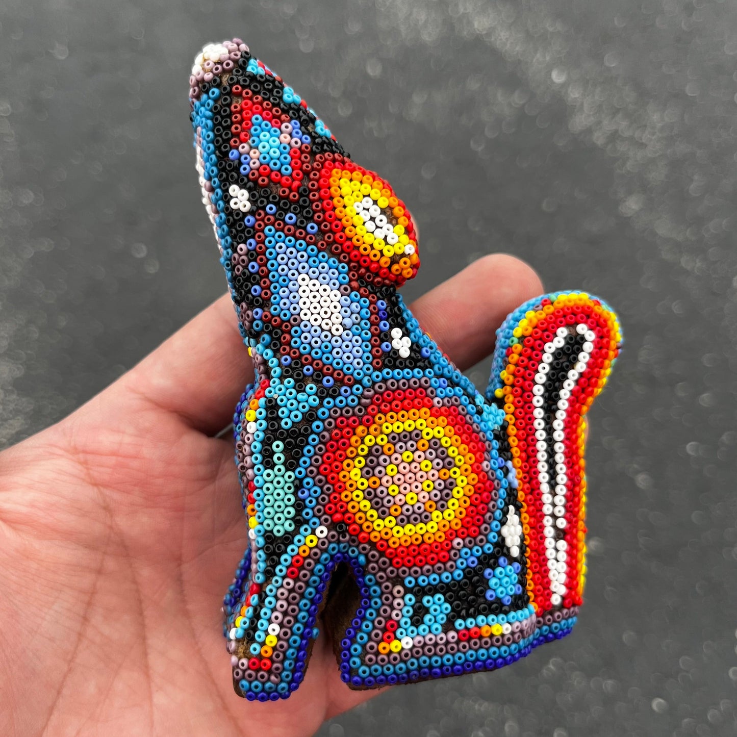 Vintage hand crafted Huichol wolf.