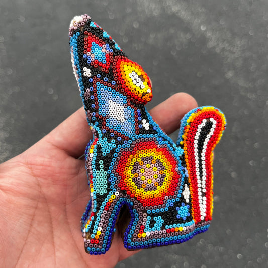 Vintage hand crafted Huichol wolf.