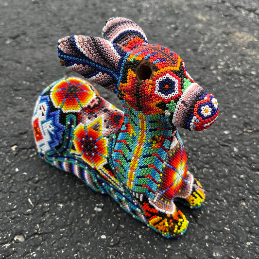 Vintage hand crafted Huichol deer. (Missing antlers)