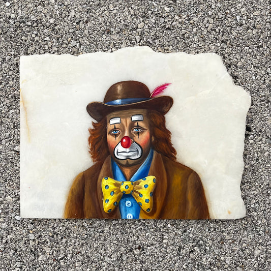 1980s Original clown painting on marble.