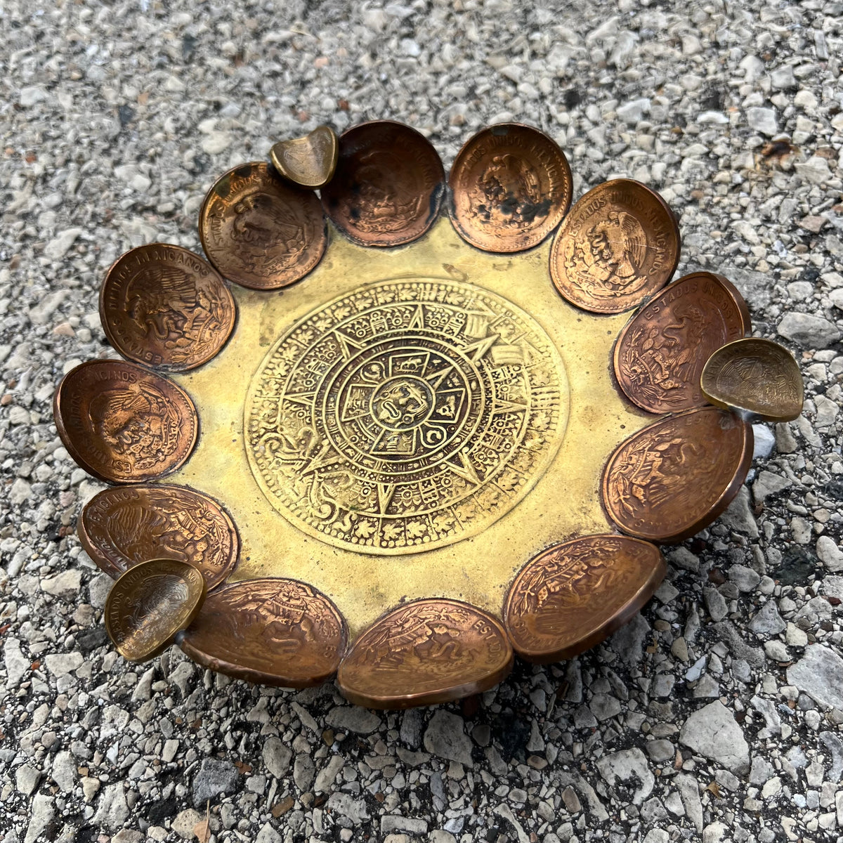 Vintage Aztec calendar ashtray.