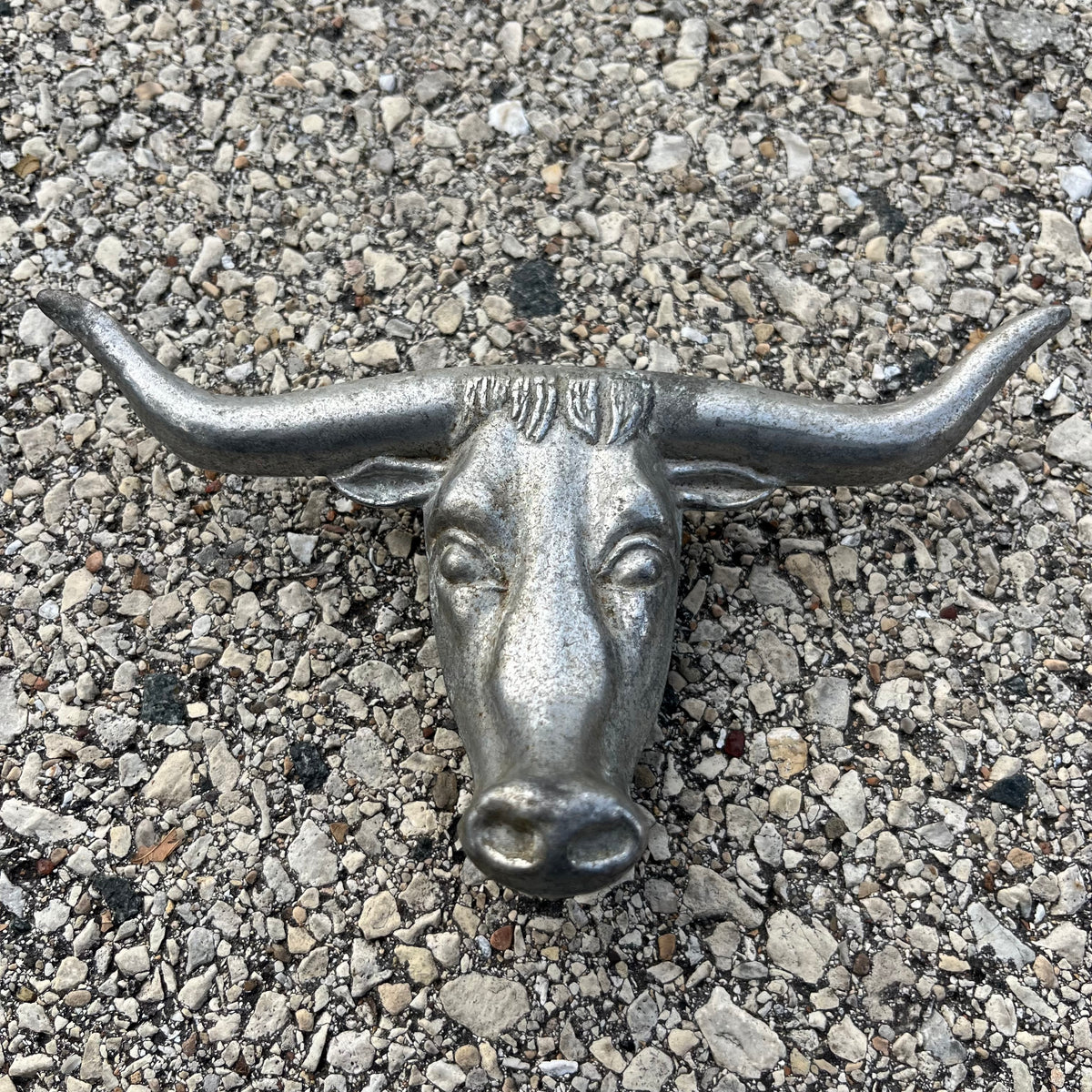 Vintage pewter longhorn hood ornament.