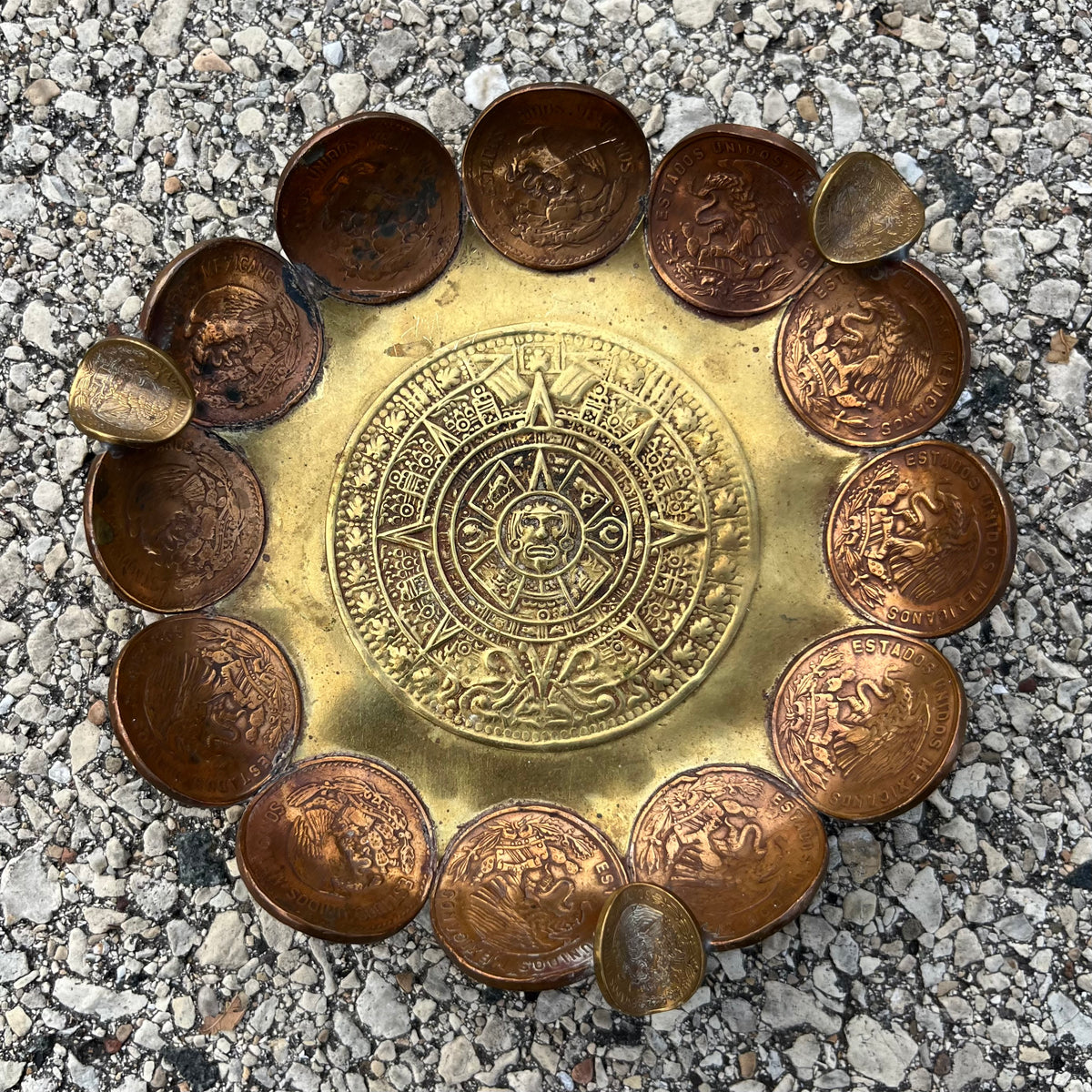 Vintage Aztec calendar ashtray.
